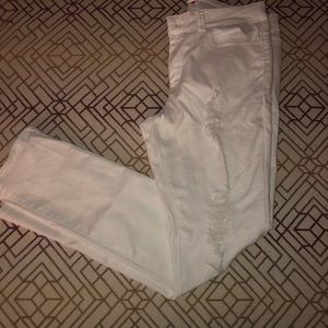 Nine planet distressed white jeans